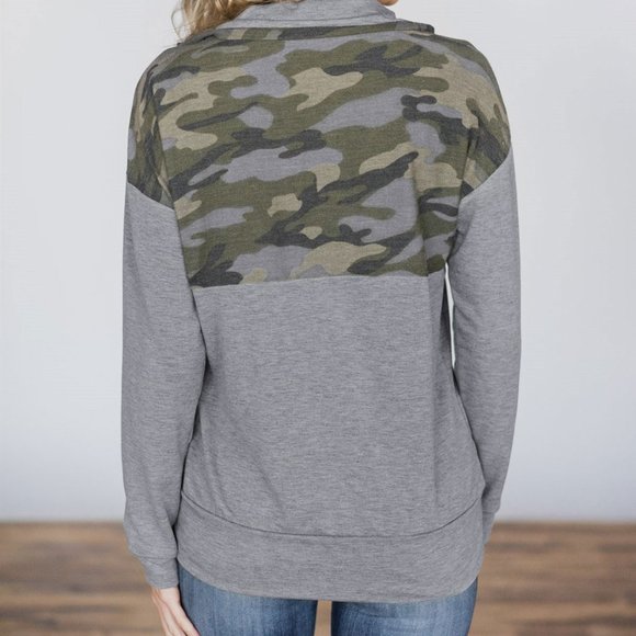 DONATED!! Camo & grey 1/2 zip front long sleeve - Picture 4 of 5